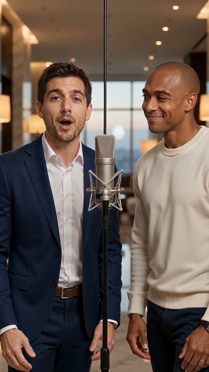 AI rap video example: Two friends celebrating a big promotion
